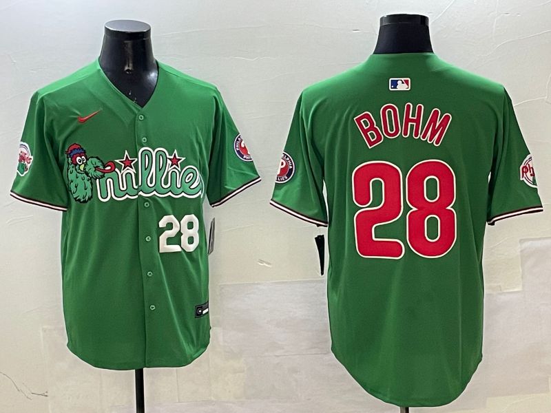 Men Philadelphia Phillies #28 Bohm Green Three generations Joint Name Game 2025 Nike MLB Jersey style 4